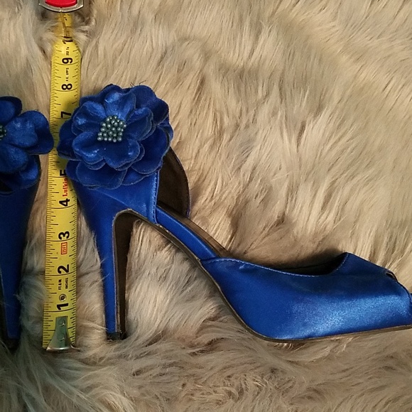 Blue open toe platform pumps - Picture 4 of 4